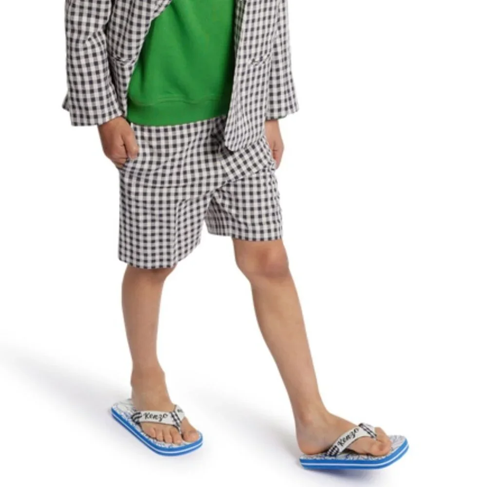 Kenzo Kids‎ Logo Tag Gingham Check-Print Shorts Boys Size 4A/102 Black & White